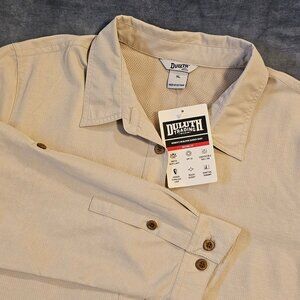 NWT Duluth Trading Heirloom Gardening Shirt Womens XL Beige Tan Button Up Vented